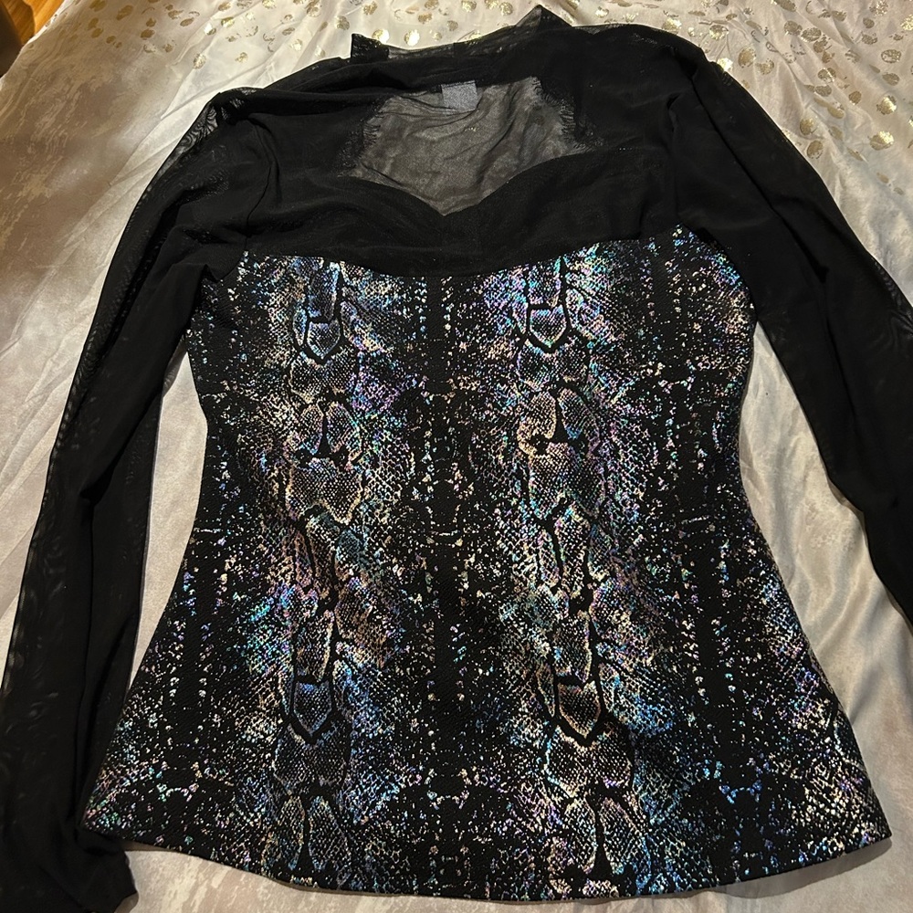 Black and Multicolor Women's Top